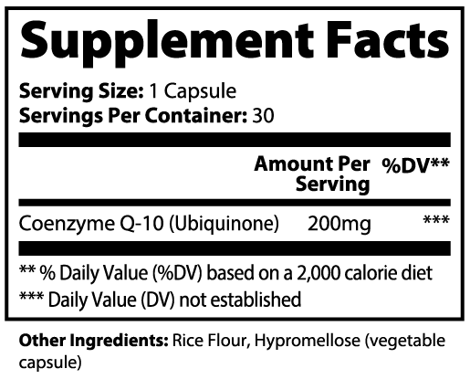CoQ10 Ubiquinone 200 mg – 30 Capsules